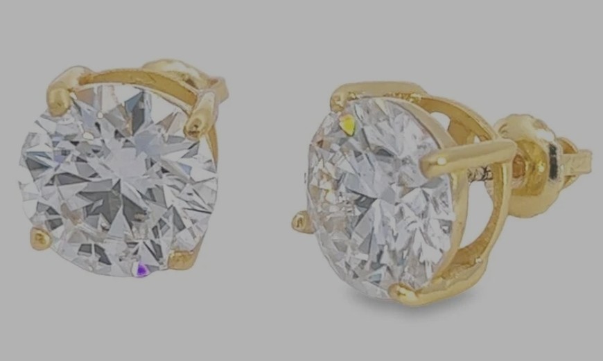 6.5mm 14K gold plated-2carat MOISSANITE Stud Earrings-passes diamond tester