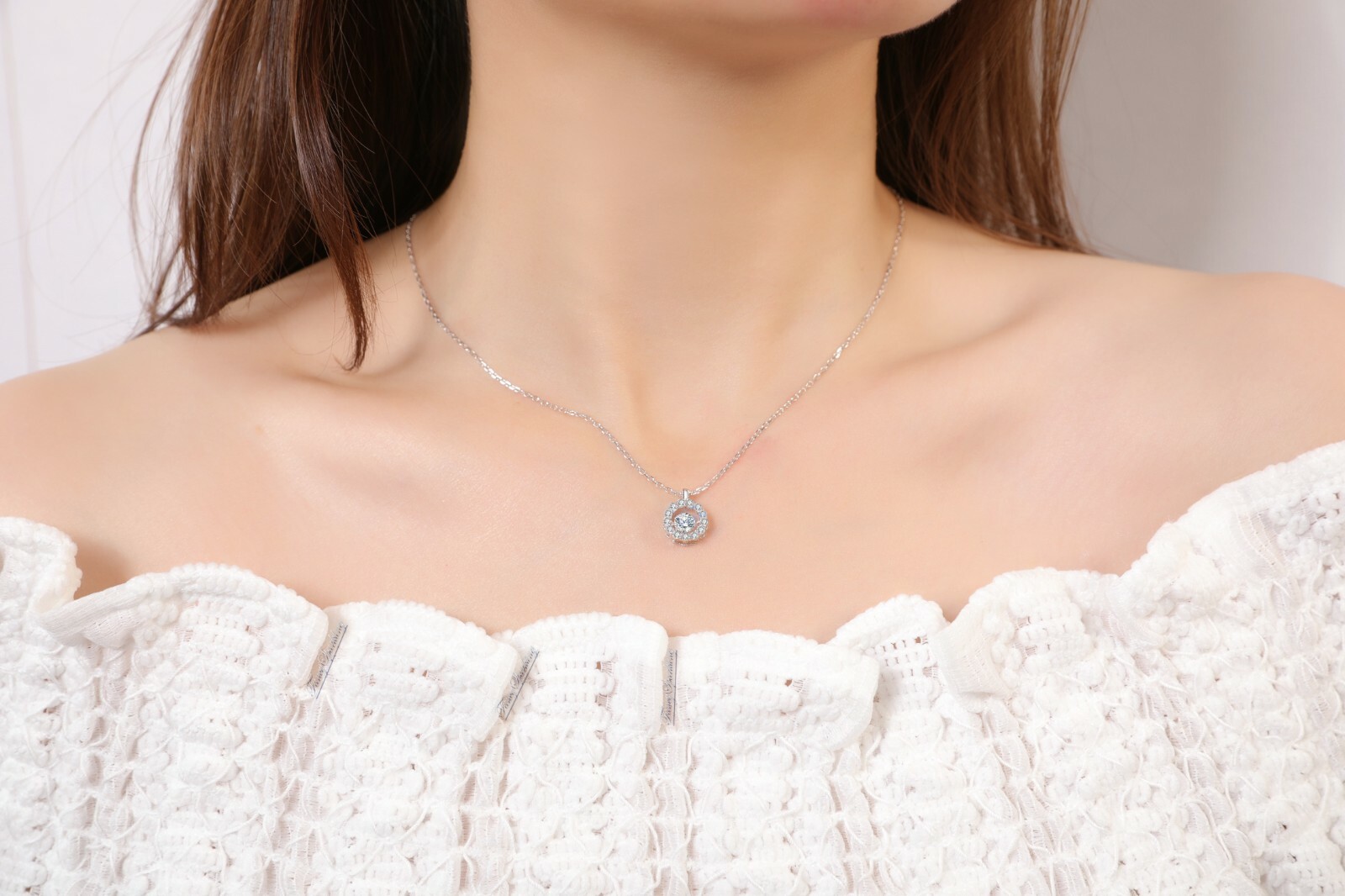 1Ct Womens Pendant Necklace Dancing Simulated Stone 14K Gold Plated 925 Silver