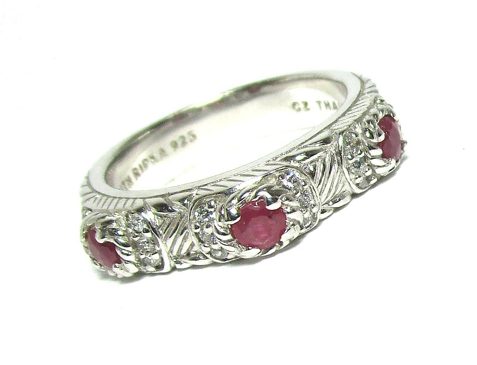 JUDITH RIPKA Sterling Silver CZ Ring w Rubies 5.1 grams size 7 1/4 lot 30g3