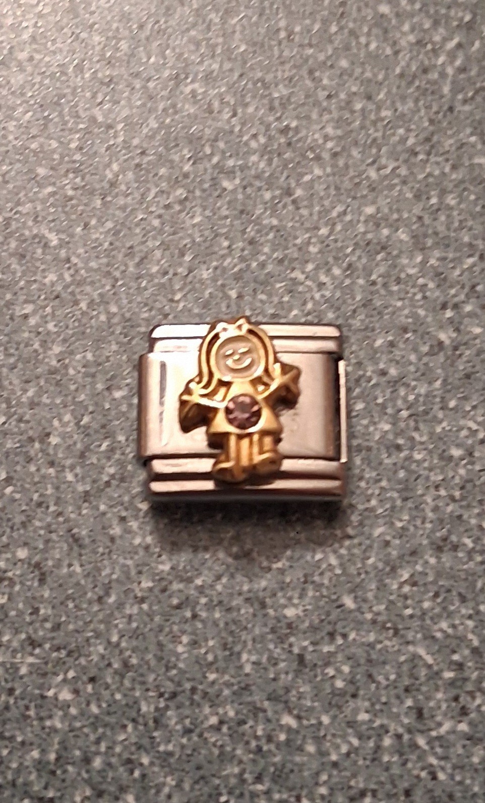 Girl Daughter Pink Birthstone Authentic Casa D’Oro Italian Charm 9mm Link