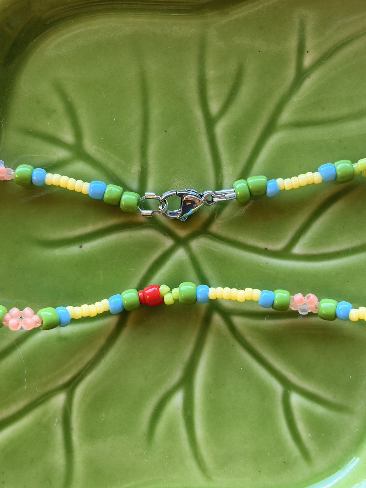 🍓🍌Strawberry Banana Glass SeedBead Stainless Steel Clasp Handmade Necklace🍌🍓