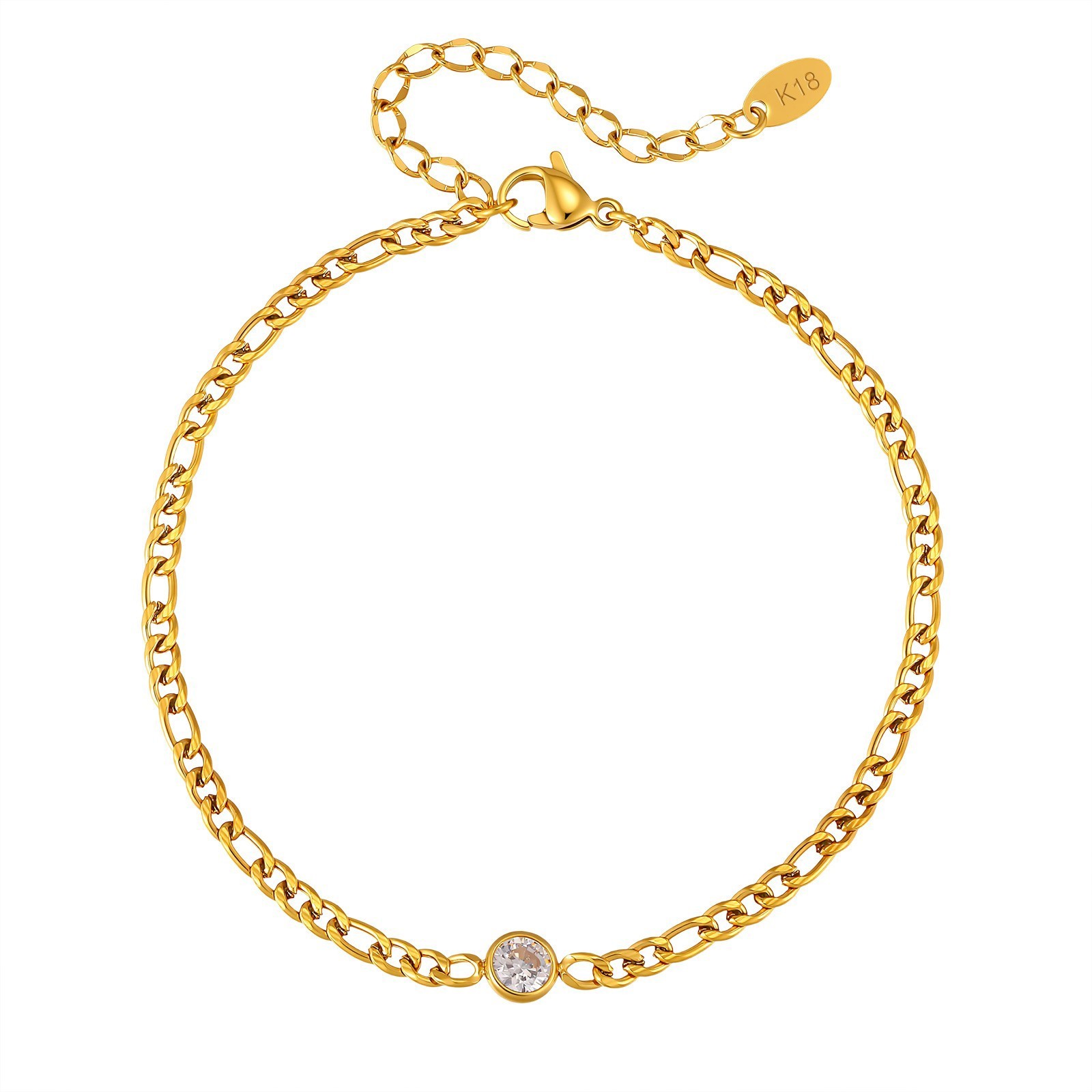 Women Stainless Steel Gold White CZ Anklet Chain Christmas Birthday Gift Stylish