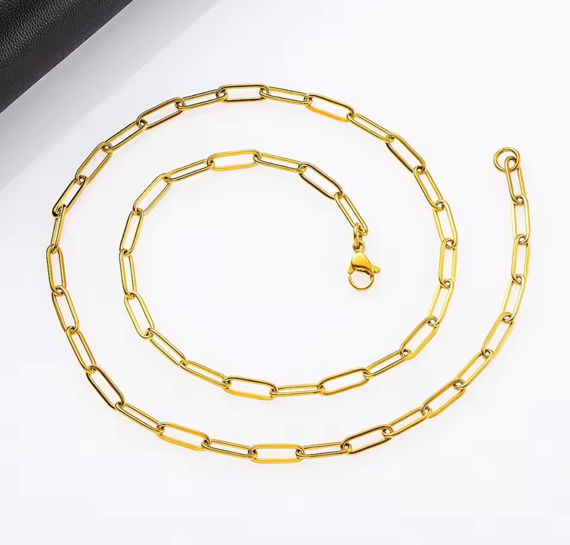 GOLD Stainless Steel 4mm Paperclip Cable Link Chain Fashion Necklace 24” NEW