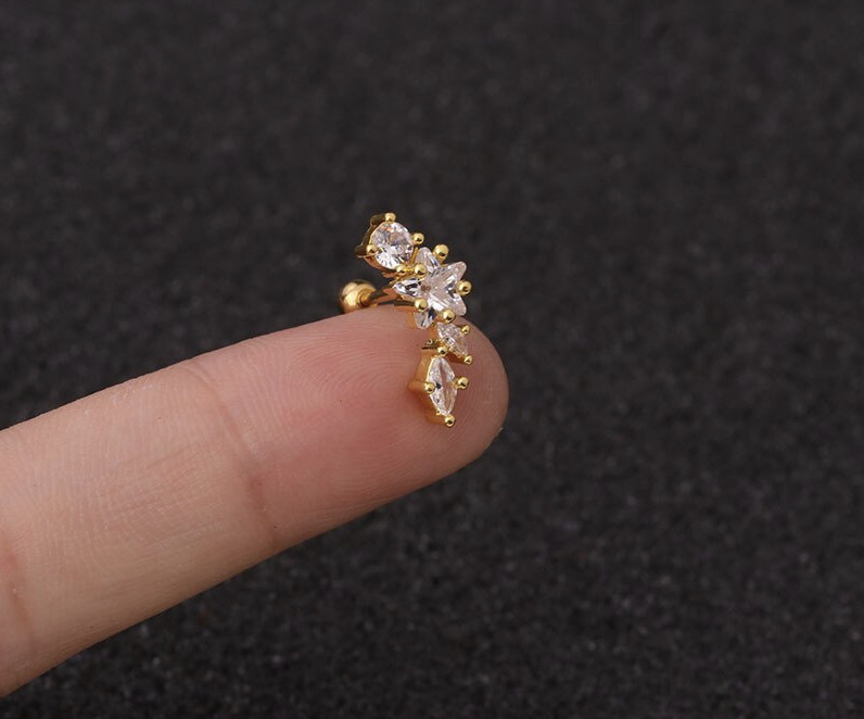 Beautiful Gold Silver Rose Cartilage Helix Conch Earrings Surgical steel Quality