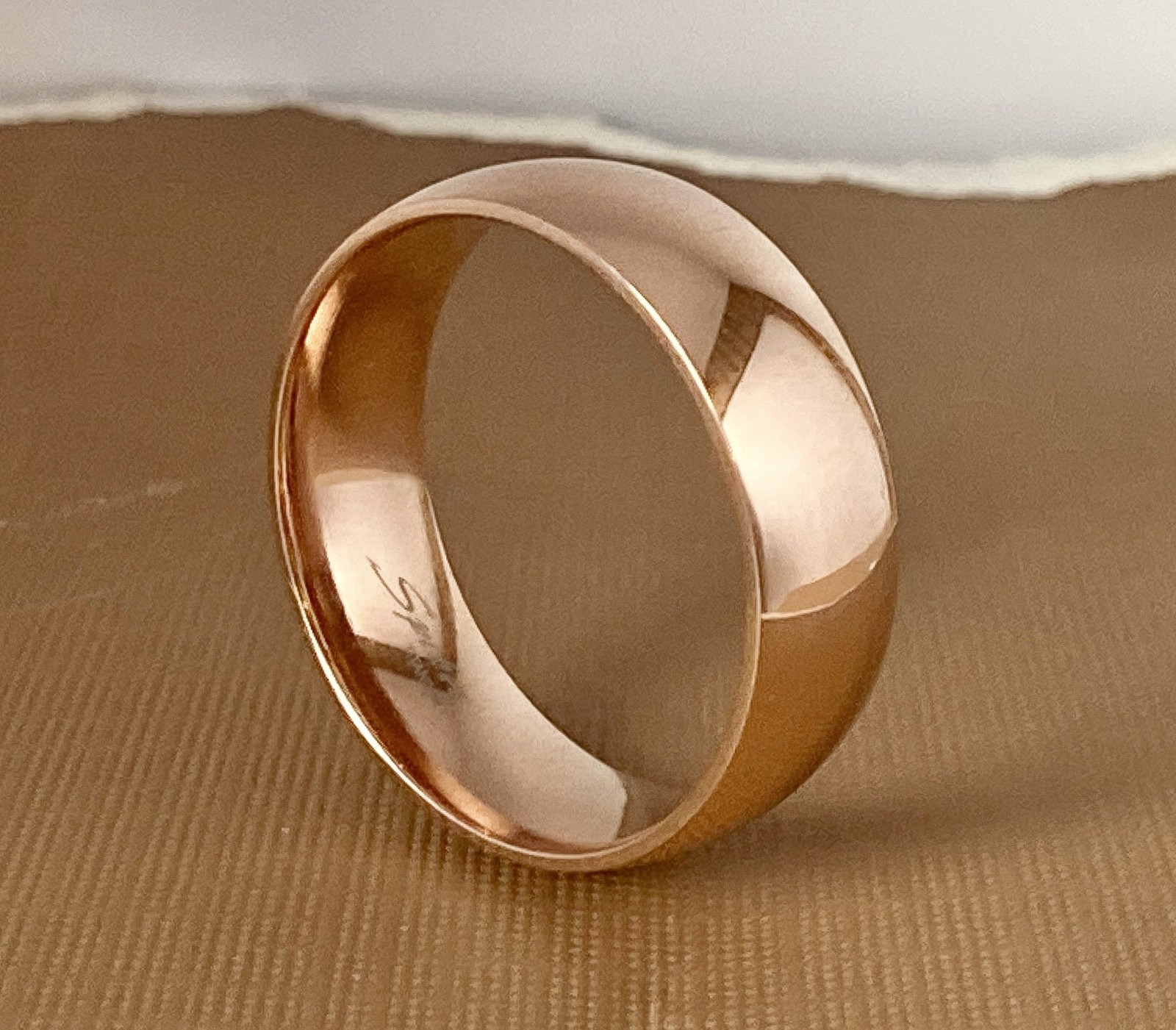 Polished Rose Gold Ion Plated Solid Titanium Ring Band Ring Sizes 5 thru 14