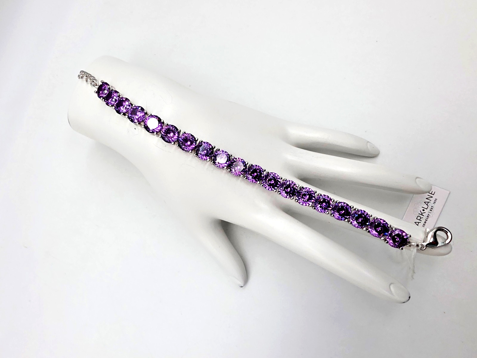 NEW PARK LANE VIOLET/PURPLE IMPRESSIONS 7-8.5″ SILVER TENNIS BRACELET W/TAGS !!