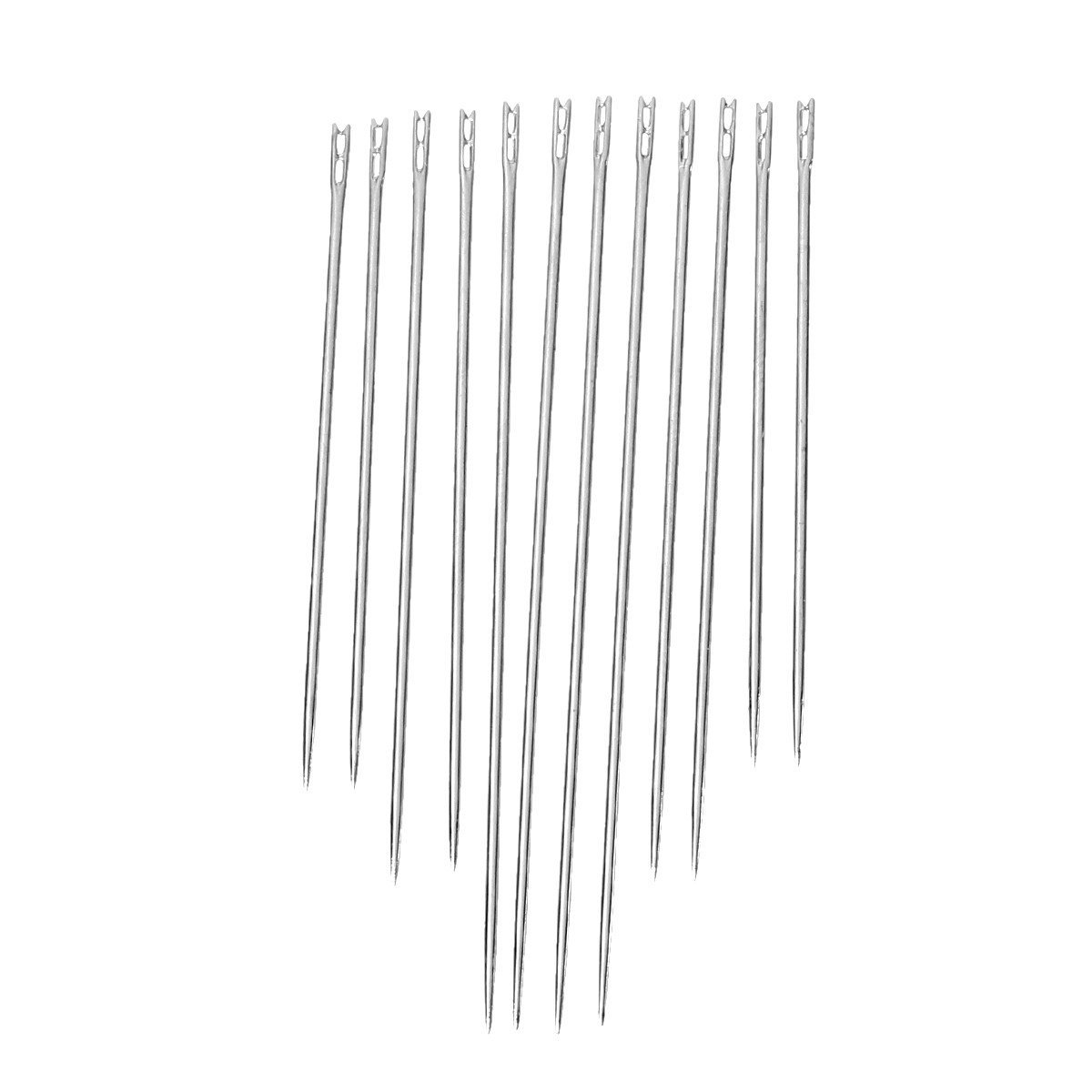 12 Pcs Self Threading Sewing Needles Two Holes .8mm,36mm,42mm,50mm