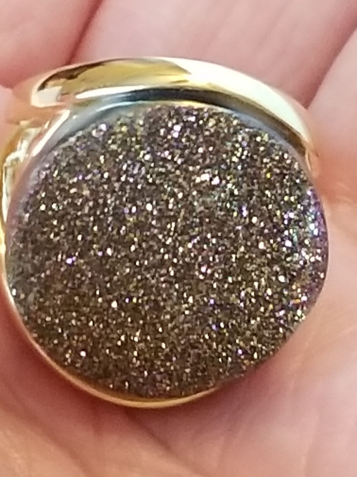 Massive Titanium Druzy Ring Rare Design Itaor Italy Cocktail Ring Size 9