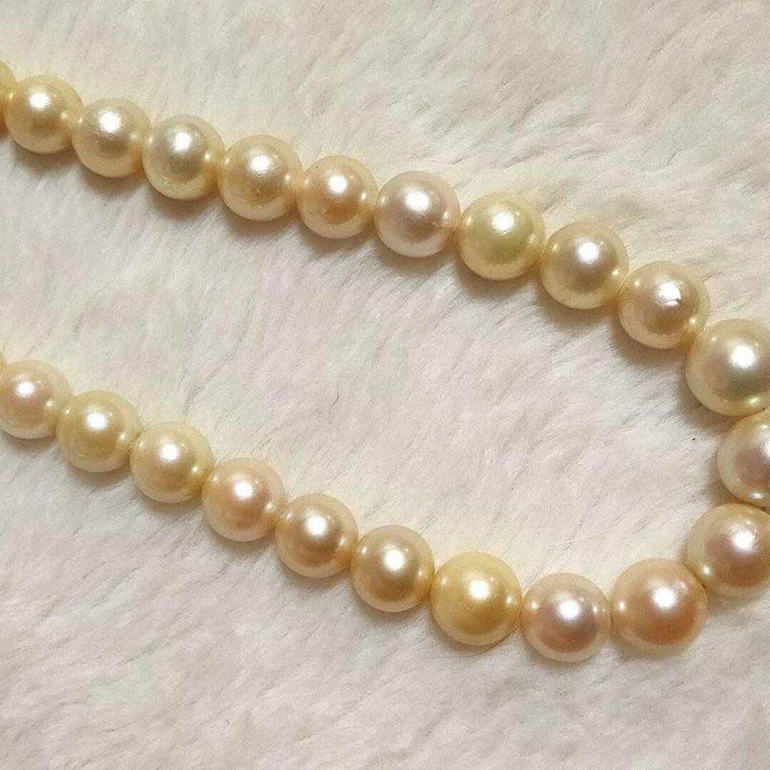 White South Sea Pearl Necklace 9.3mm Cream Gold Large Pearls From Japan