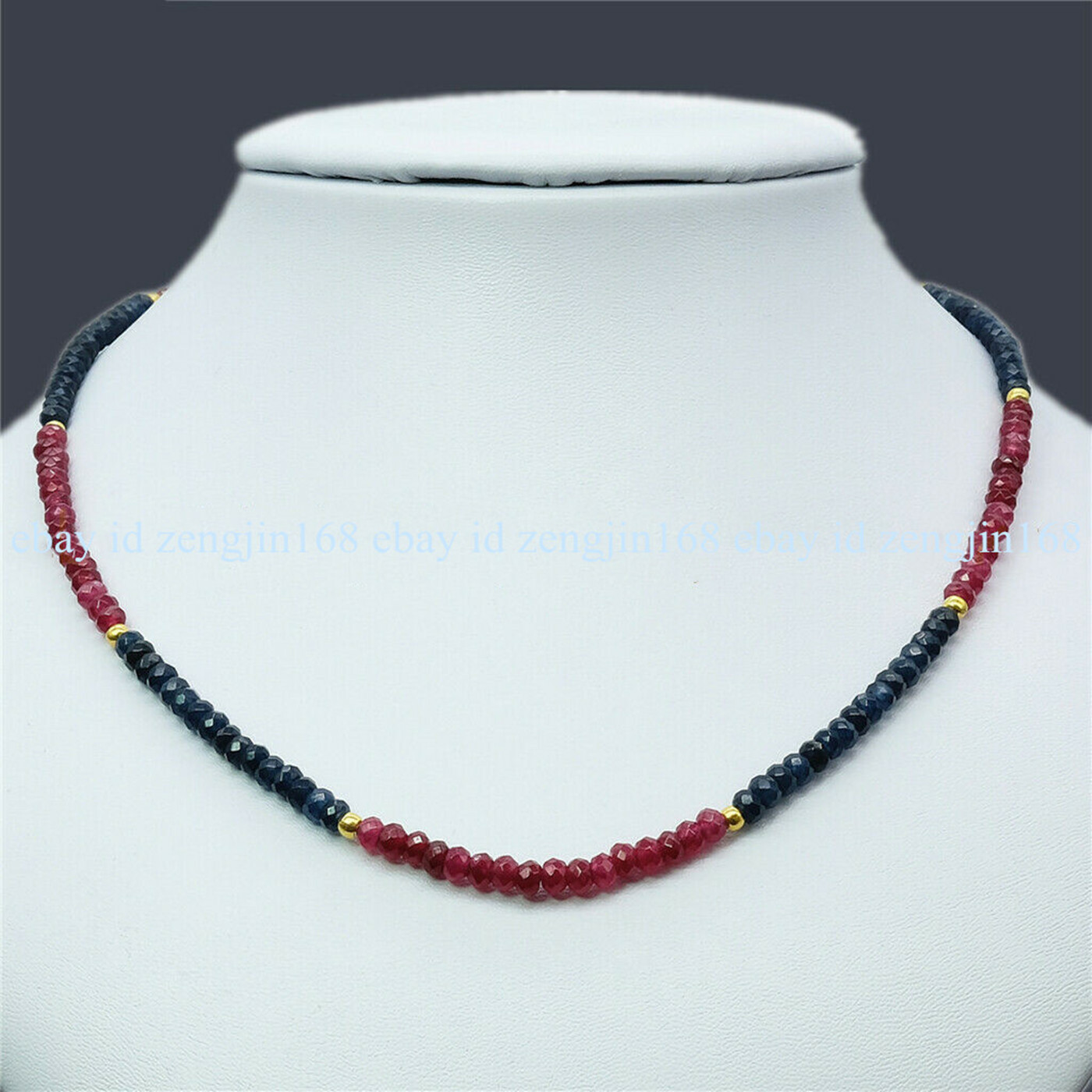 Natural 2x4mm Faceted Red &Blue Jade Rondelle Gems Beads Necklace 16-28″ AA