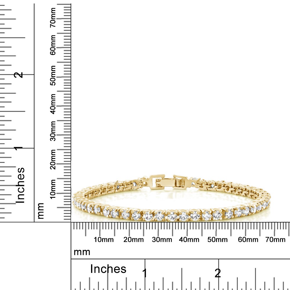 14K Yellow Gold Plated AAA CZ Cubic Zirconia Classic Tennis Bracelet For Women