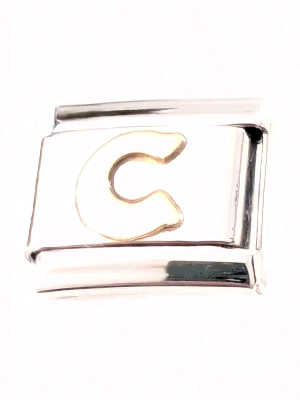 Authentic ReFlorence Flat 18k Gold Letter “C” Classic 9mm Link K242