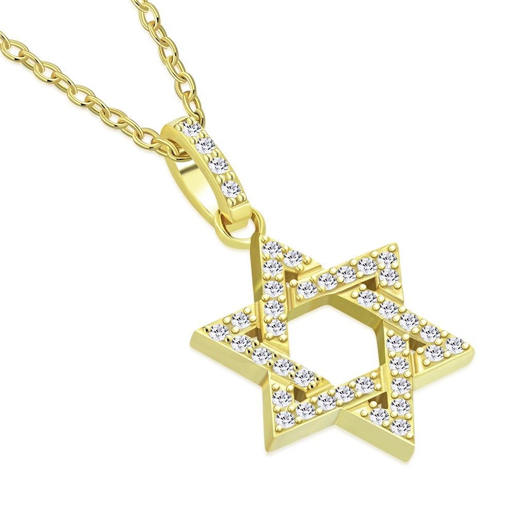 925 Sterling Silver Classic Jewish Star of David CZ Pendant Necklace