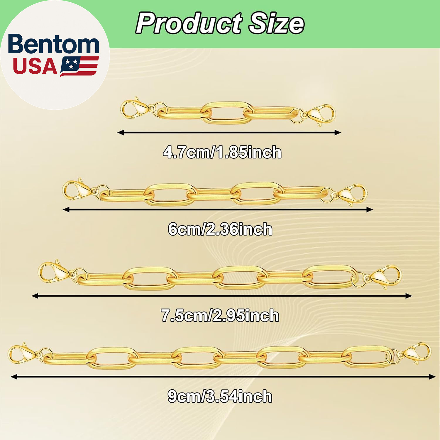 4Pcs Gold Necklace Extenders, Multi-Size Jewelry Extender Chain with Lobster Cla
