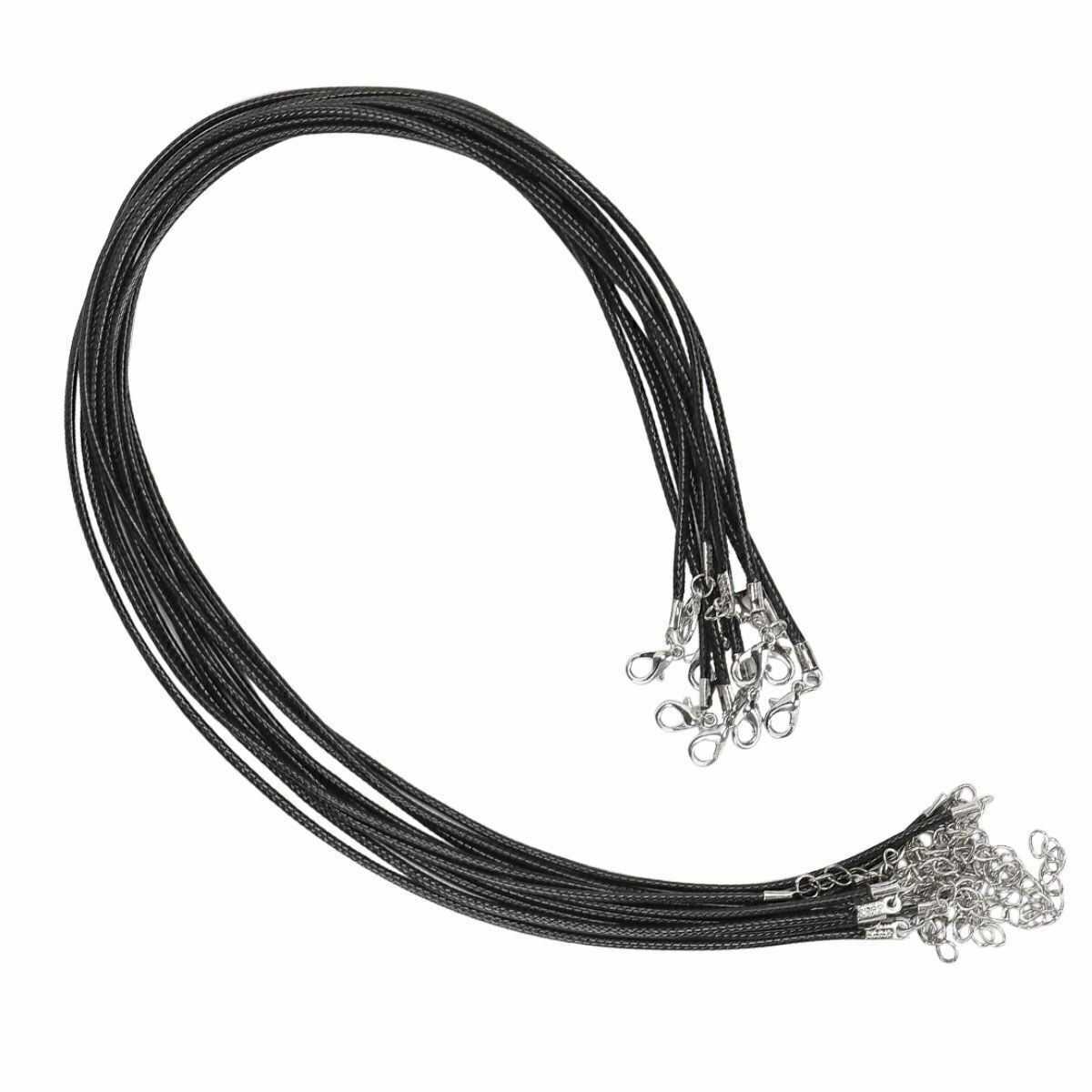 10-50pcs 19″ Necklace Waxed Cord Chain Braided Rope for Jewelry Making w/ Clasps
