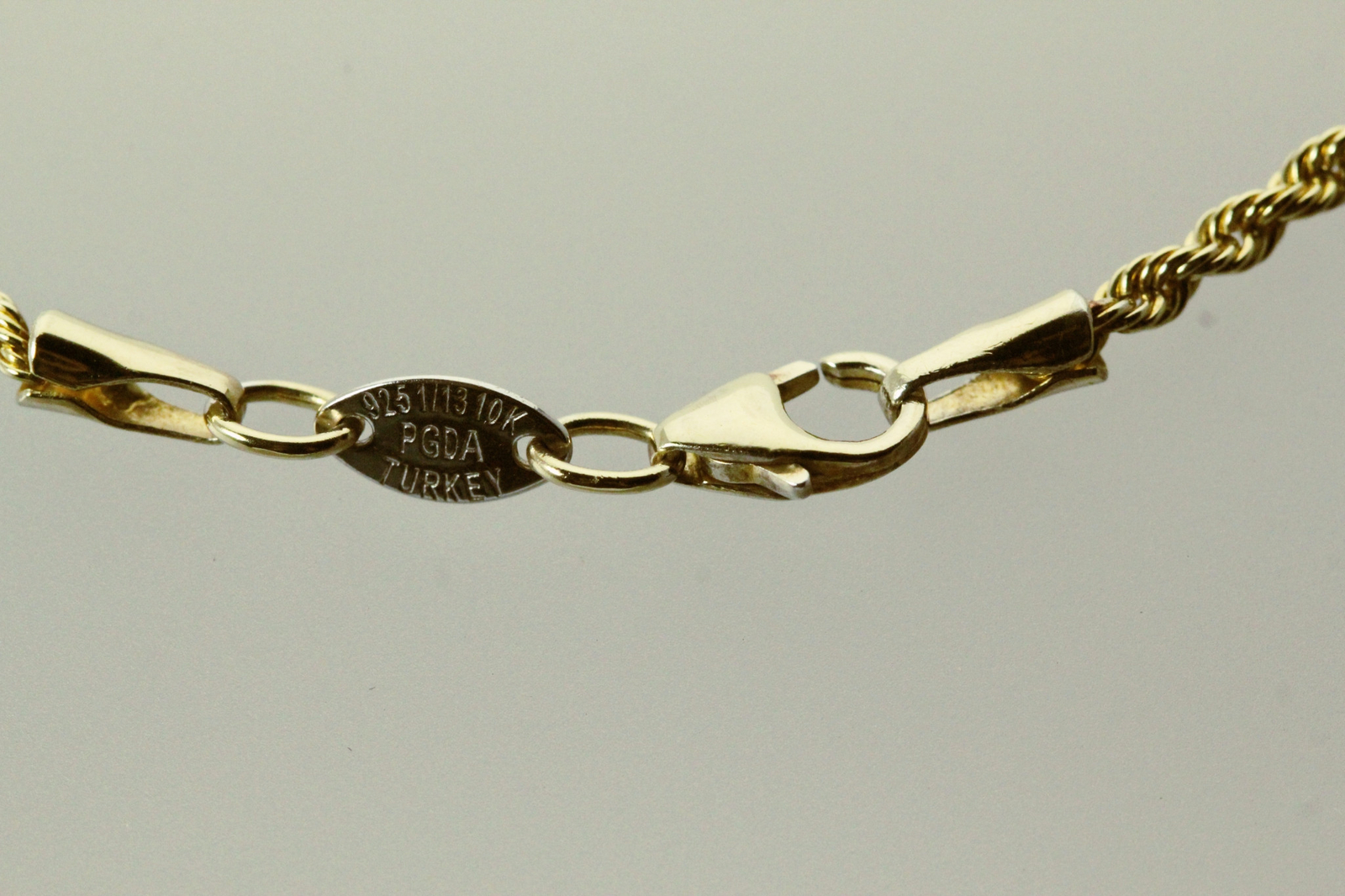 Vintage 1/13 10K Gold 925 Sterling Silver 16″ Long Rope Chain 5.6 Grams NEC5521