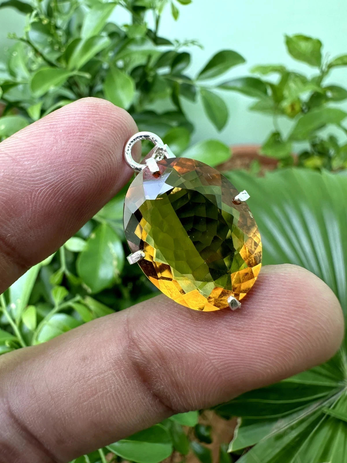 Natural Citrine 925 Solid Silver Pendant Natural 22 CT Certified Loose Gemstone