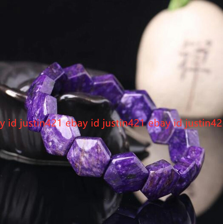 Rare Top Quality Natural Purple Charoite Crystal Rhombus Gems Bracelet 7.5” AAA