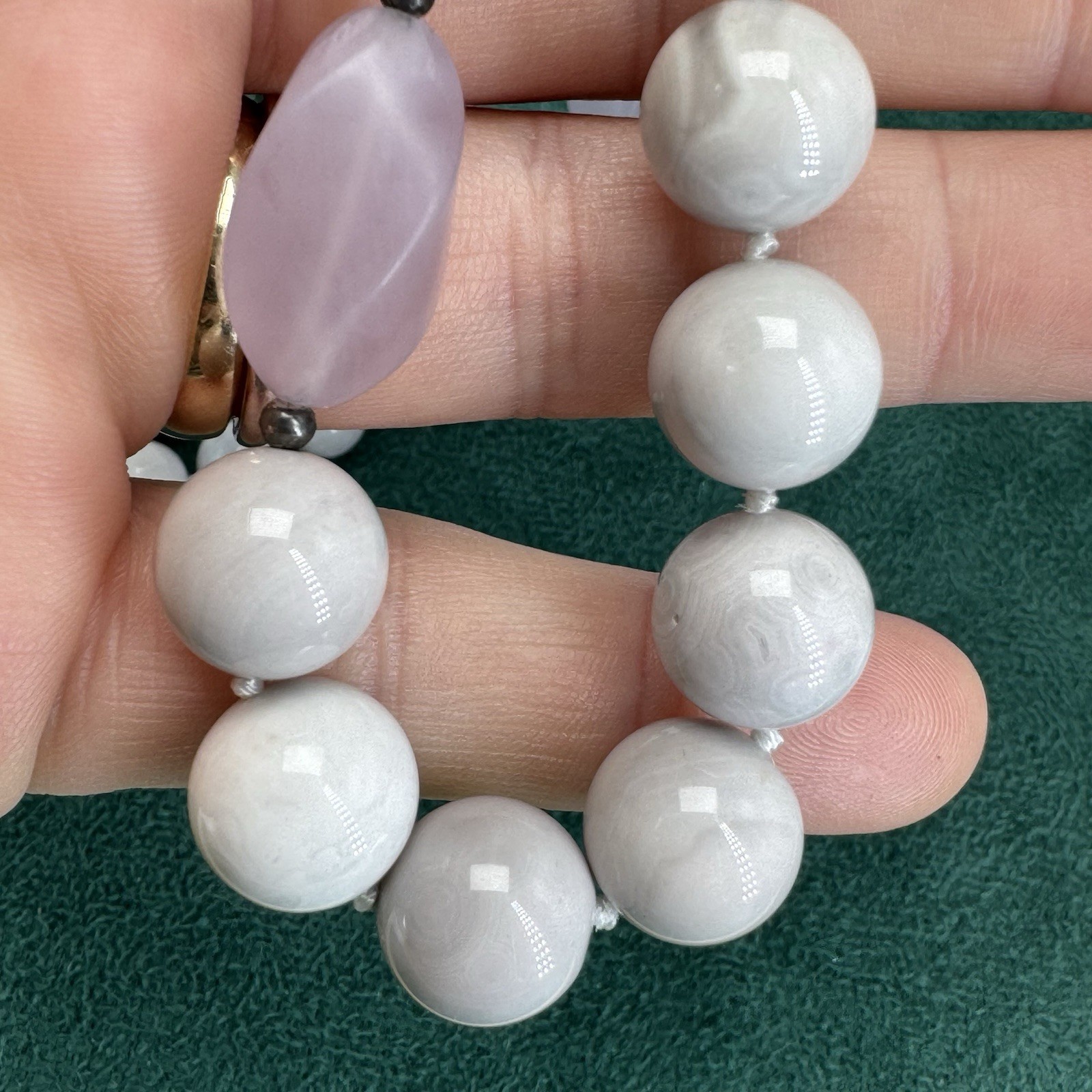 Crazy Lace Agate Chalcedony Necklace Orb Beaded Gemstone Pastel 23.5”