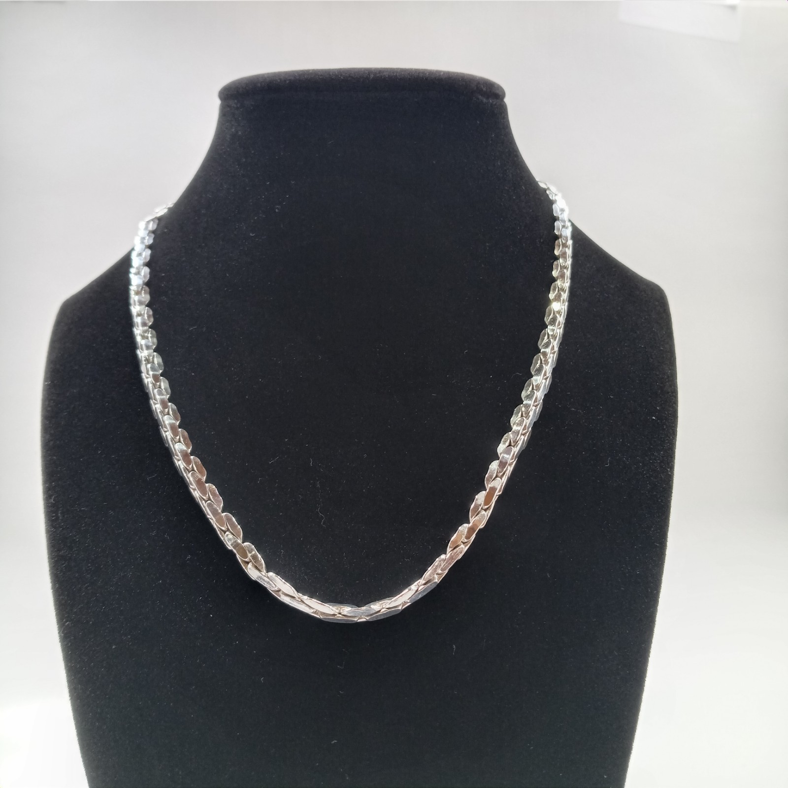 Sterling Silver 925 S Link 3-D Necklace 17.5″ Heavy