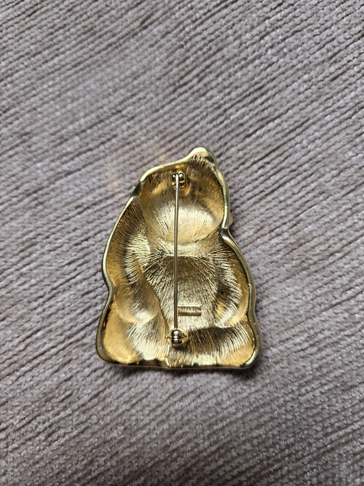 Vintage Trifari Gold Tone Black Enamel Rhinestone Pondering Panda Brooch Pin