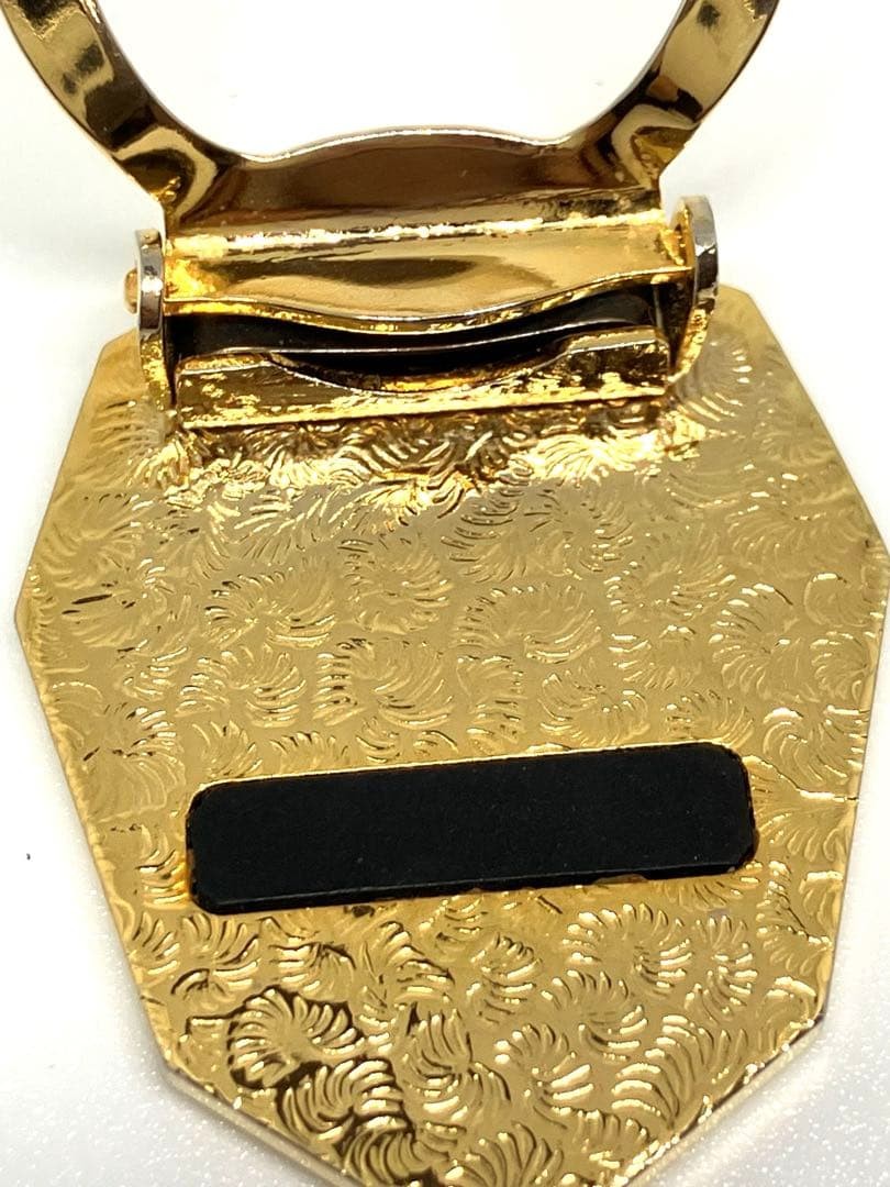 Yves Saint Laurent Necklace Brooch K24GF Gold Black Onyx 3.6cm x 2.5cm