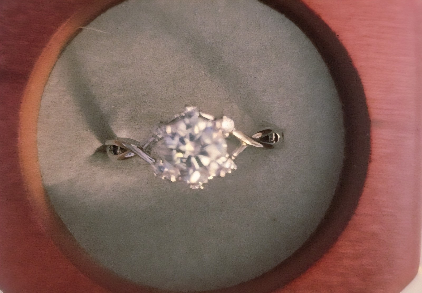 GRA 14k White Gold Plated Brass 1.0ct D Round Lab Moissanite Prong Ring Adjusta/