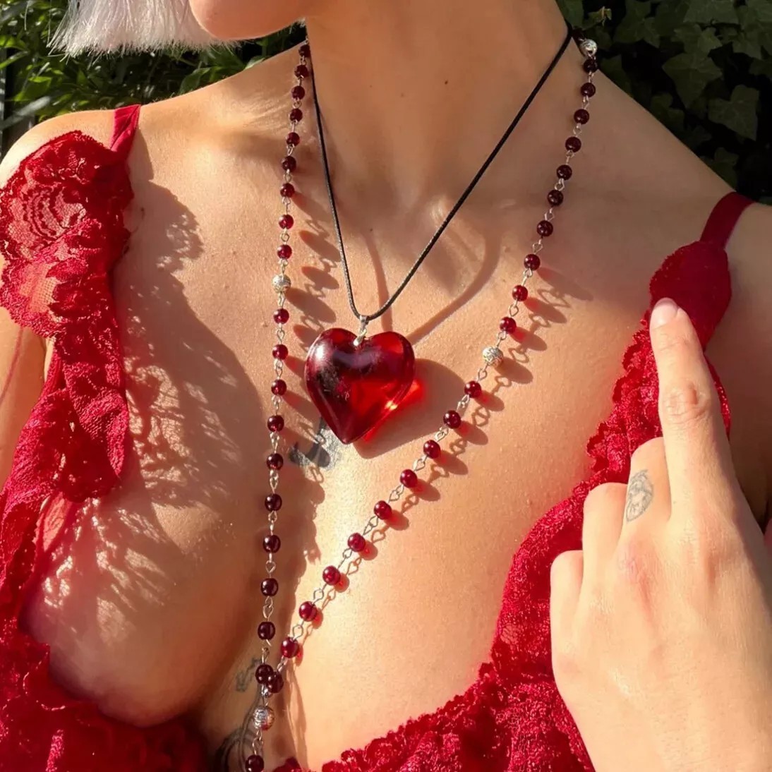 Large Red Heart Pendant Necklace 42mm Y2K Statement Jewelry Romantic Gift