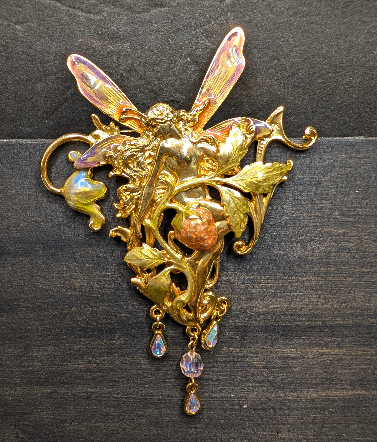 Kirks Folly The Silver Fairy Queen Brooch Pin With Strawberries