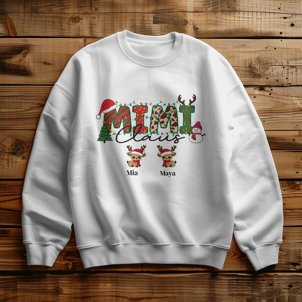 Personalized Mimi Claus Grandkids Crewneck Sweatshirt