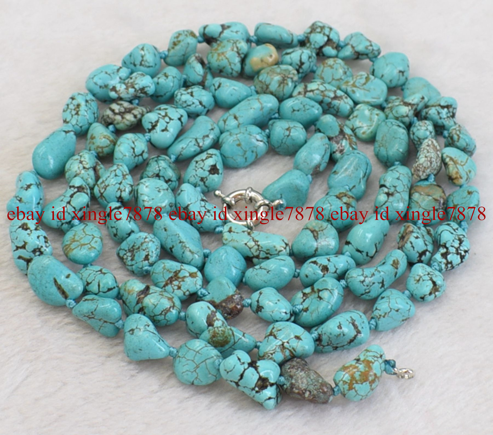 Genuine 10x14mm Natural Blue Turquoise Gemstone Beads Necklace 28-100″ AAA+