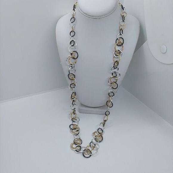 Alfani black, gold, and silver hoop necklace