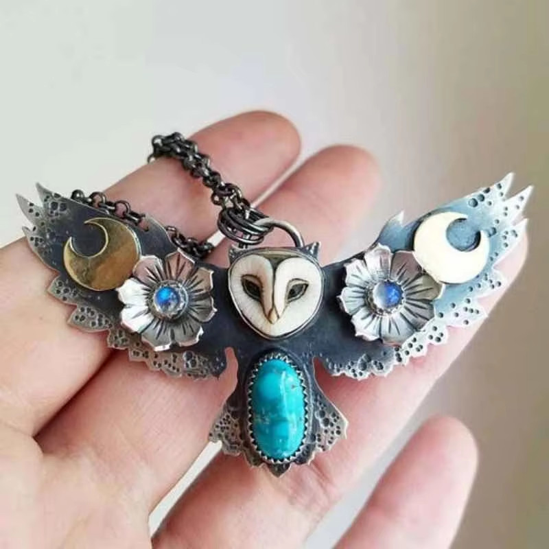 Vintage Owl Pendant Necklace Cute Animal Boho Jewelry Women Party Vacation Gift