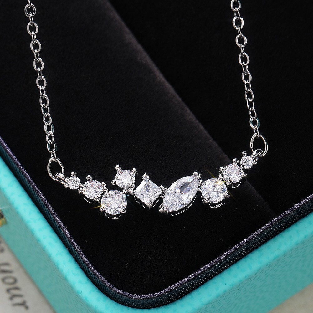 Delicate Women’s Necklace 2.58 CT Simulated Diamond Fancy Necklace Silver Plated