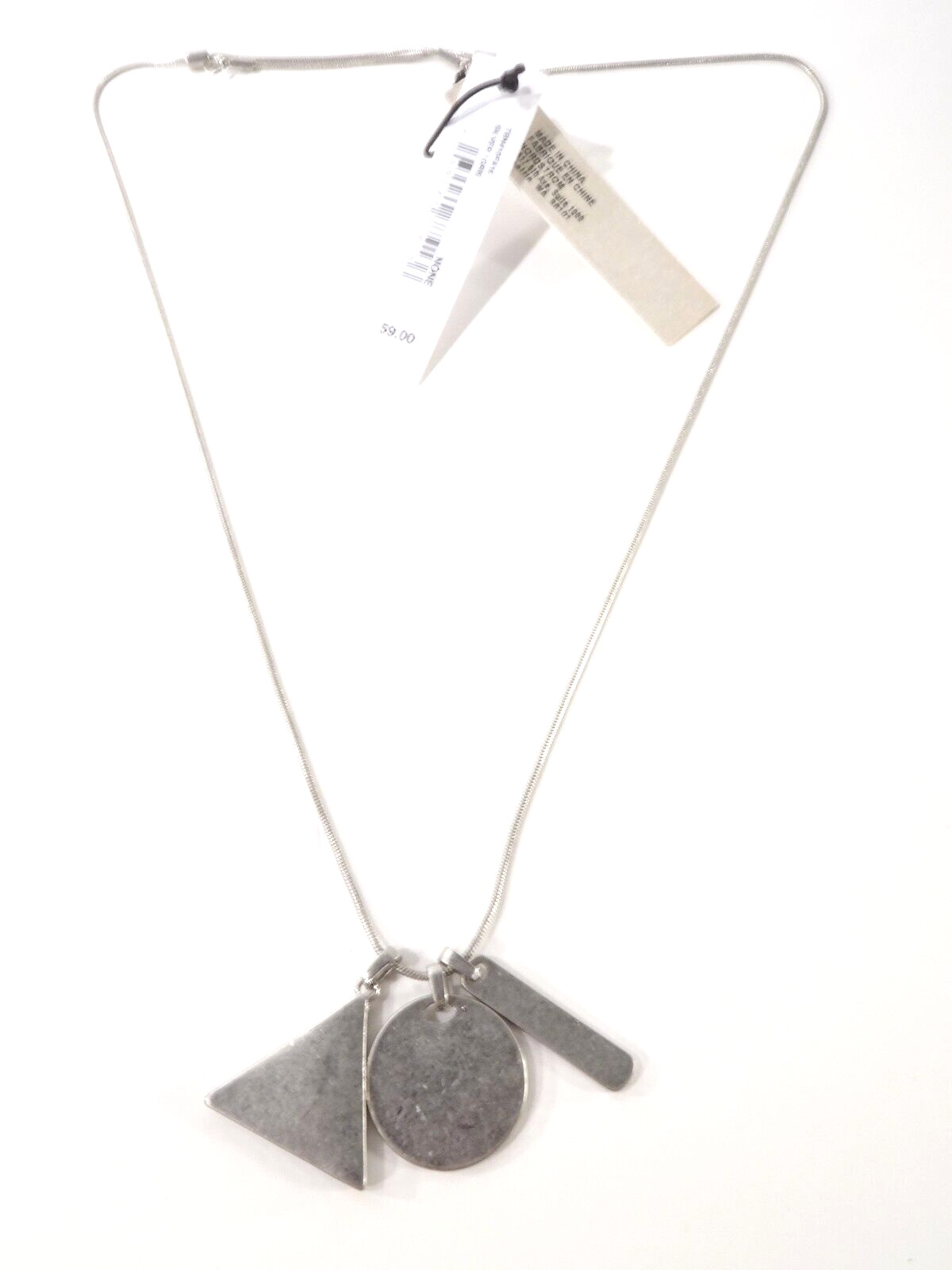 Nordstrom Treasure & Bond Women’s Antique Silver Geo Pendant Necklace NWT 59