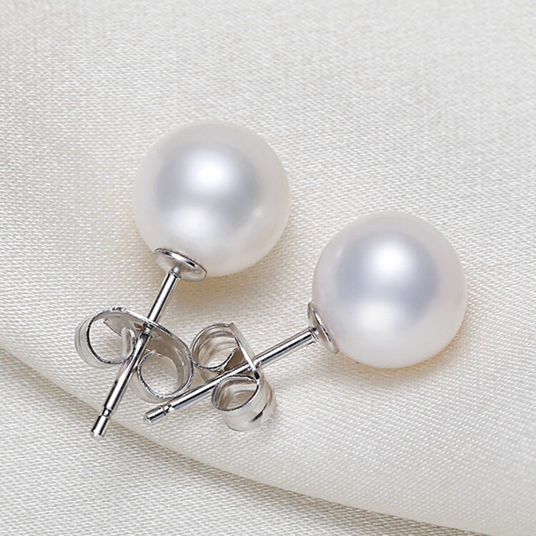 Genuine White Cultured Freshwater Pearl Stud Earrings 925 Silver 6/7/8/10mm USA