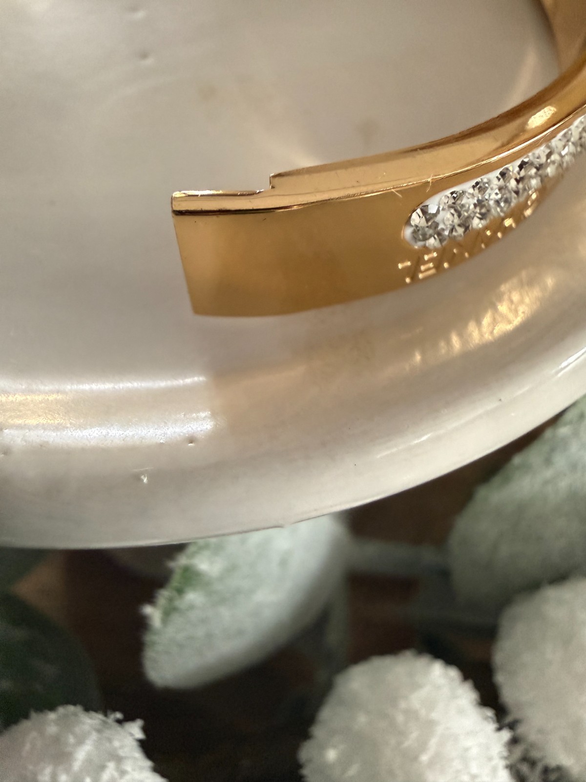 ✨ 18K Gold Laminated Surgical Stainless Steel Bangle Bracelet – White CZ Letter