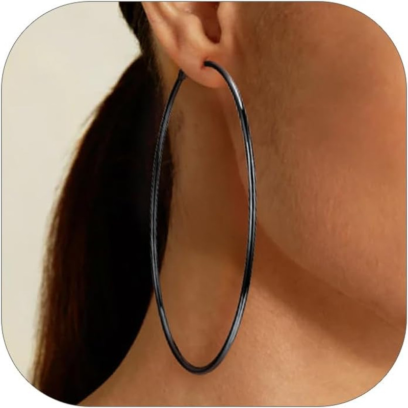 14K Gold Plated Lightweight Large Hoops| 2Mm Thin Hoop Earrings for Women 30/40/