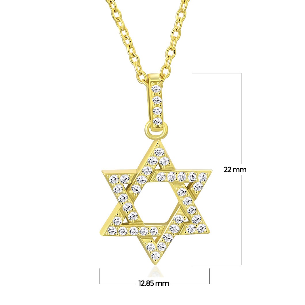 925 Sterling Silver Classic Jewish Star of David CZ Pendant Necklace
