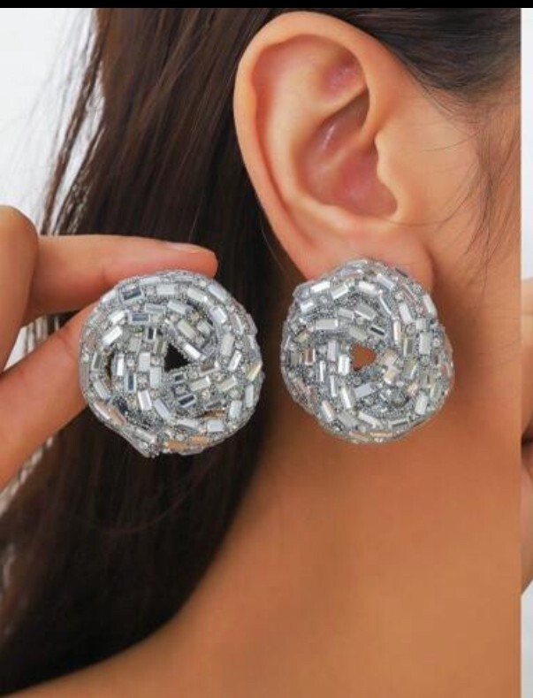 Luxurious Silver Color Full Diamond Design earrings for women
