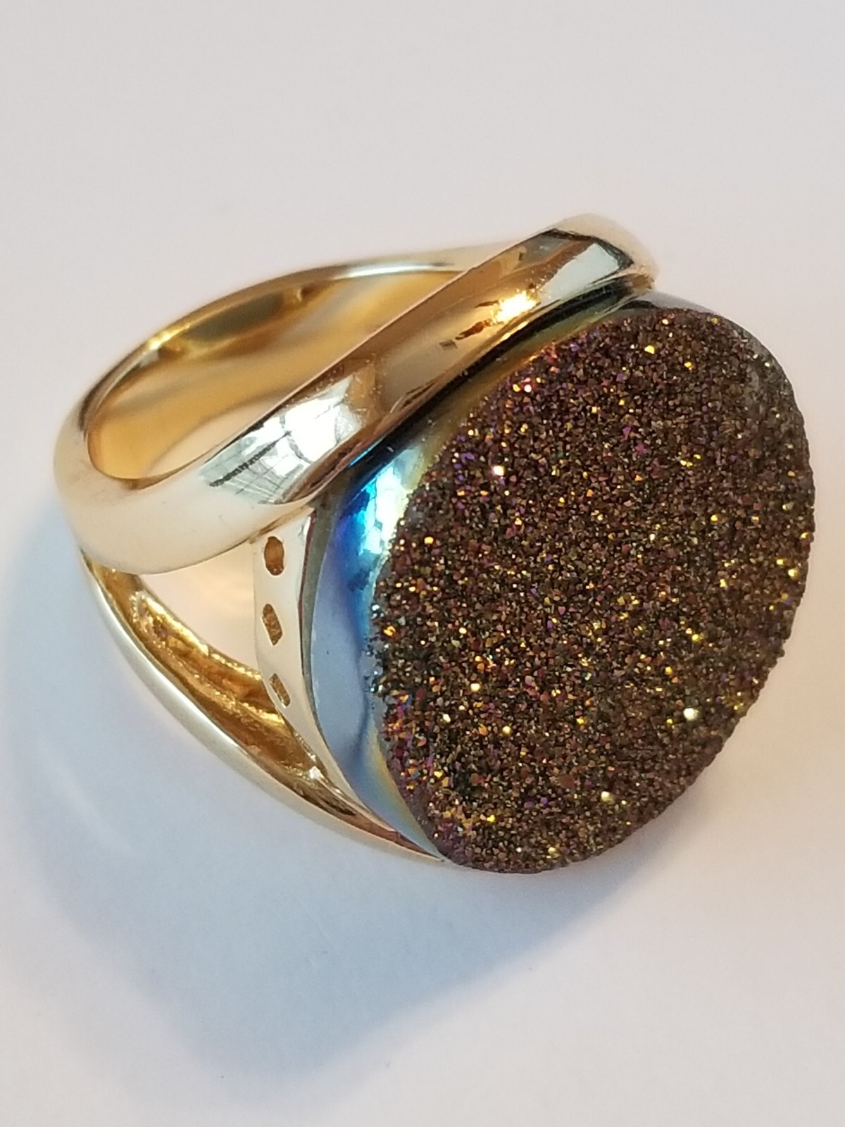 Massive Titanium Druzy Ring Rare Design Itaor Italy Cocktail Ring Size 9