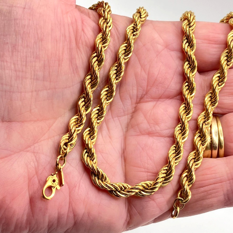 Monet rope chain necklace gold plated metal 51cm vtg unisex costume jewellery
