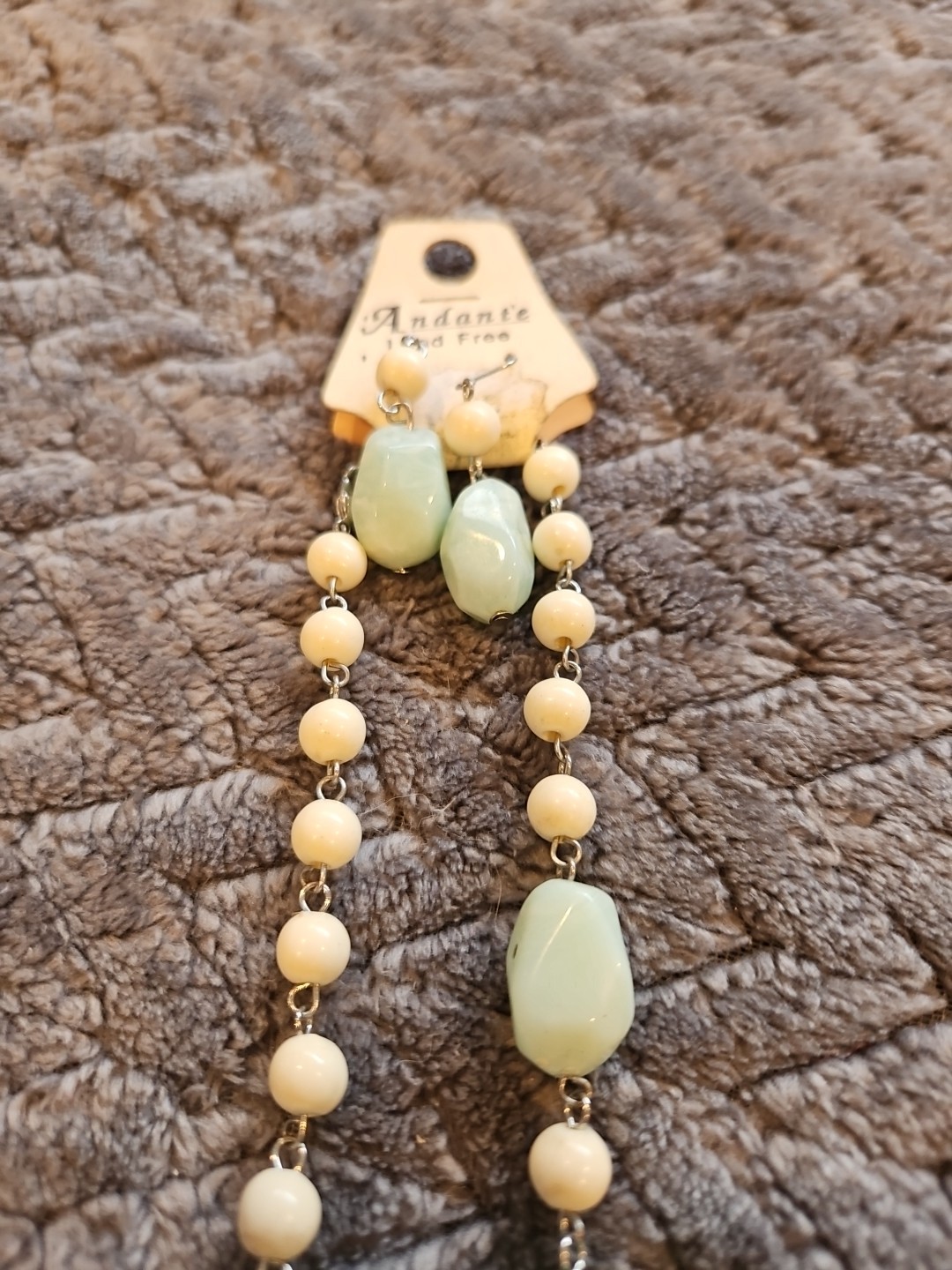 Andante Lead Free Necklace & Earrings Set NEW Turquoise & White / Silvertone