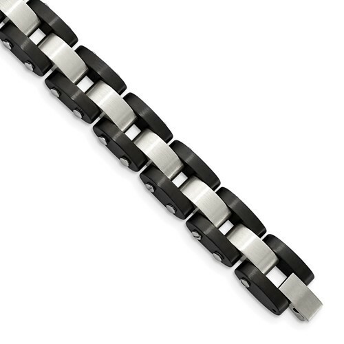 *BRAND NEW* Chisel Stainless Brushed Black IP-plated 8in Bracelet SRB1436-8