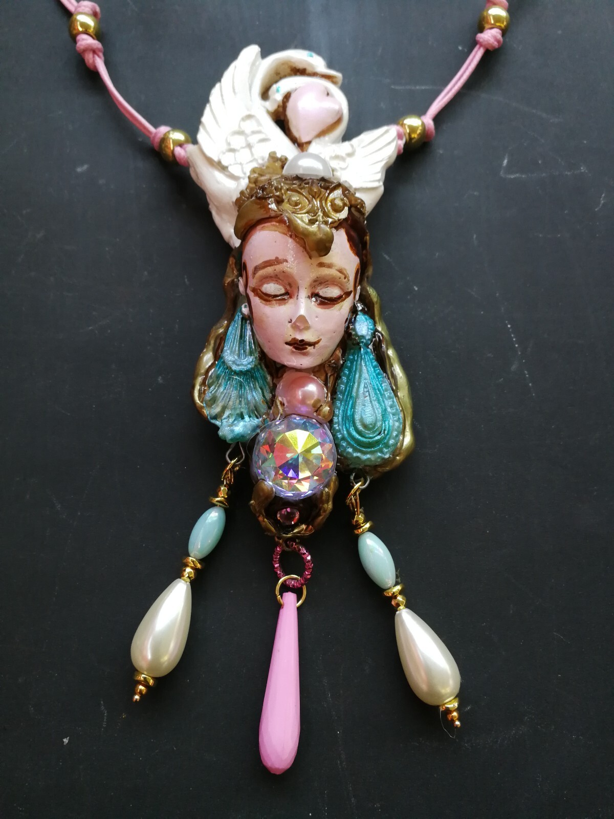 Luxury Necklace Magic Pendant Jewelry Beauty Sleeping Art Deco Swan Belle Epoque