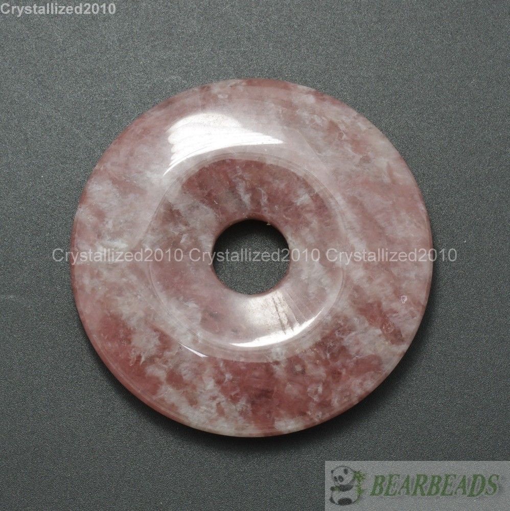 Natural Gemstone Round Donut Ring Pendant 50mm Beads Necklace Earring Jewelry