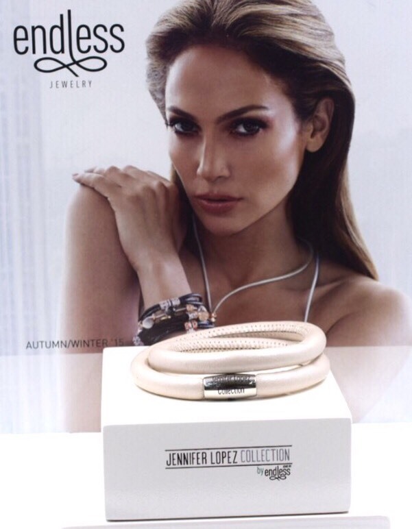 Endless By JLO Double Bracelet Creme Leather Silver clasp 7.0inch #1005-36