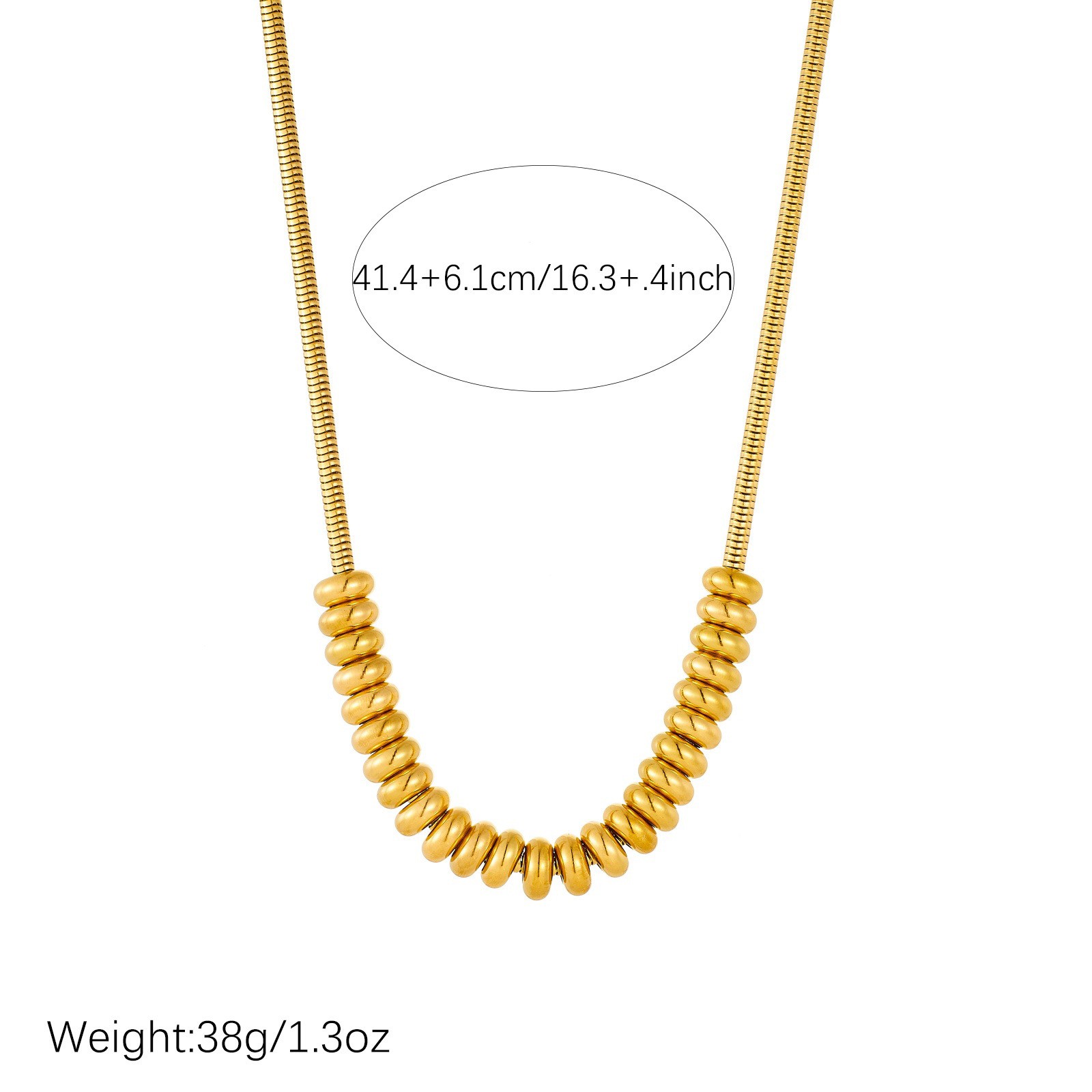 Flat Bead Snake Choker Gold Stainless Steel French Women Soft Elegant Necklace