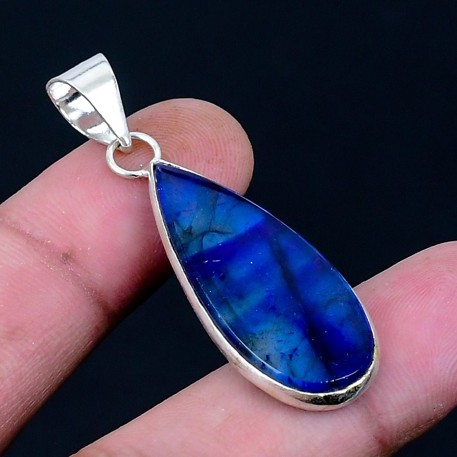 Blue Labradorite 925 Silver Plated Handmade Pendant of 1.78″