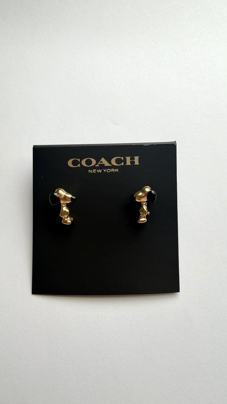 COACH PEANUTS SNOOPY Ear Earrings Gold Brand New